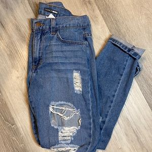 Denim ripped boyfriend-ish jeans